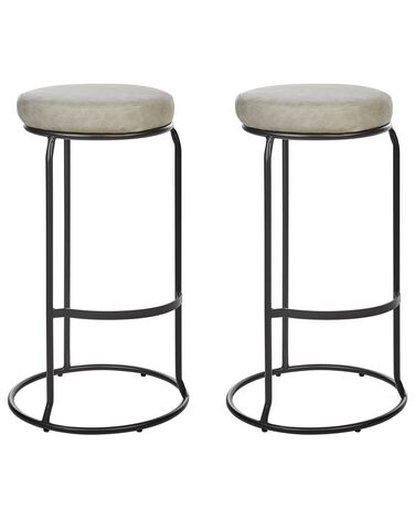 Lot de 2 tabourets de bar MILROY Cuir PU Gris clair