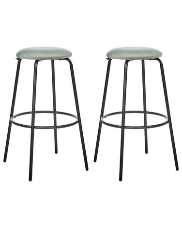 Lot de 2 tabourets de bar MORTON Velours Vert menthe