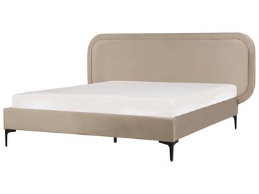 Lit avec sommier Velours SUZETTE 140 x 200 cm Beige