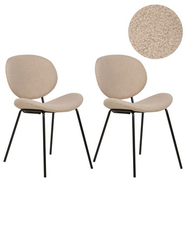 Set of 2 Dining Chairs LUANA Boucle Taupe