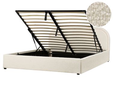 Lit ottoman Bouclé QUILLIEN 160 x 200 cm Beige clair