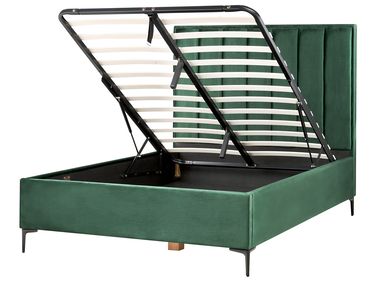 Lit ottoman Velours SEZANNE 140 x 200 cm Vert foncé