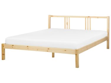 Lit avec sommier Bois de pin VANNES 160 x 200 cm Marron clair