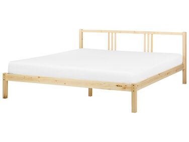 Lit avec sommier Bois de pin VANNES 180 x 200 cm Marron clair