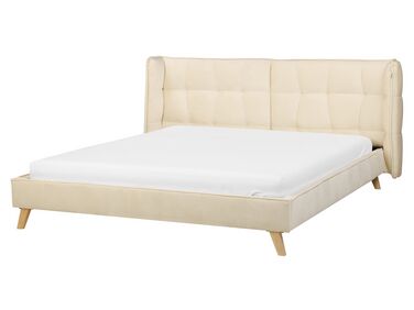 Lit avec sommier Velours SENLIS 160 x 200 cm Beige