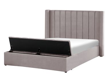 Lit avec banc de rangement Velours NOYERS 140 x 200 cm Gris