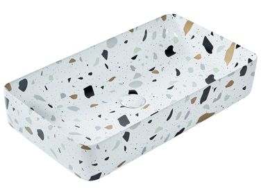 Vasque à poser NULES 51 x 34 cm Céramique Terrazzo blanc