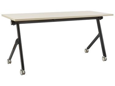 Foldable Office Desk BENDI Light Brown 160 cm 60 cm with Wheels