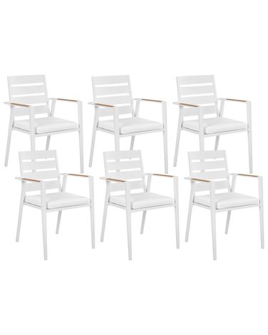 Lot de 6 chaises de jardin TAVIANO Métal Blanc
