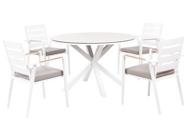Salle à manger de jardin 4 places MALETTO/TAVIANO avec coussins Métal Gris