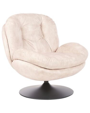 Fauteuil pivotant NOLVIK Velours Beige clair