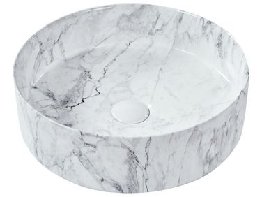 Vasque à poser MANIS ⌀ 40 cm Céramique Marbre blanc