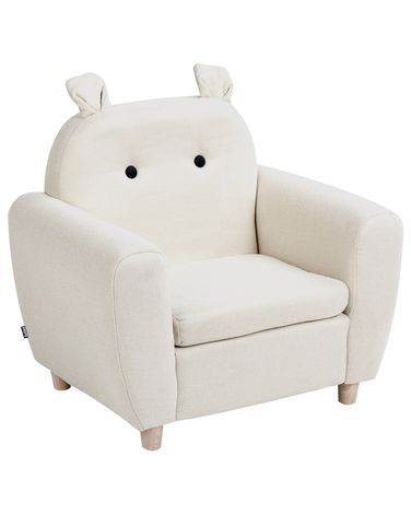 Kinderfauteuil Nijlpaard MARIBO Stof Gebroken wit