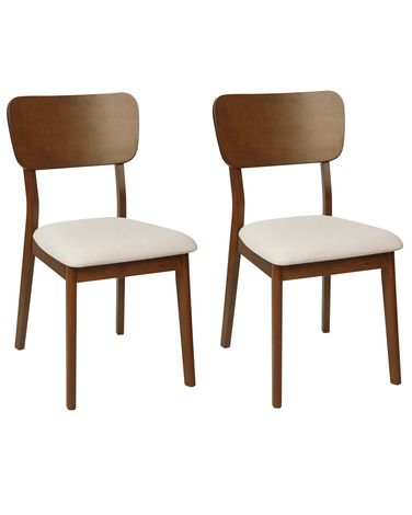 Lot de 2 chaises de salle à manger MINIER Bois Marron foncé/beige