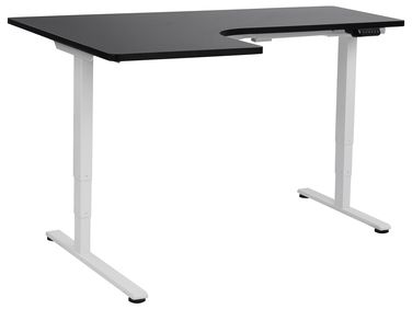 Elektrisch verstelbaar hoekbureau DESTINES Zwart/wit 160 cm 109 cm linkszijdig