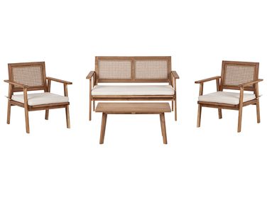 Loungeset met tafel 4-zits ARENELLA Gecertificeerd acaciahout Lichtbeige