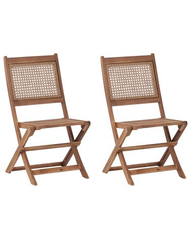 Lot de 2 chaises de jardin PARAGGI Bois d'acacia certifié Marron foncé
