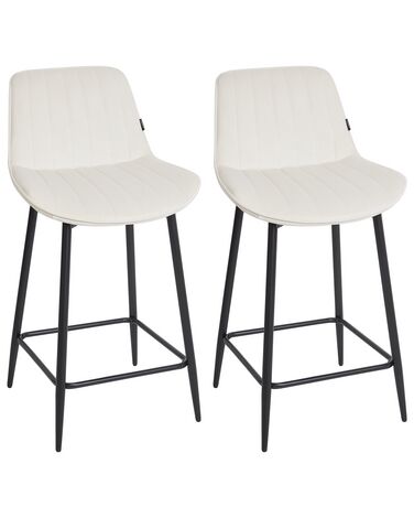 Lot de 2 chaises de bar DUBROVNIK Velours Beige clair