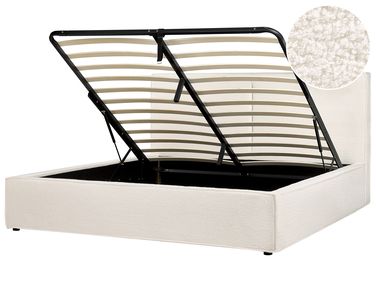 Lit ottoman Bouclé MOISSAC 180 x 200 cm Blanc cassé