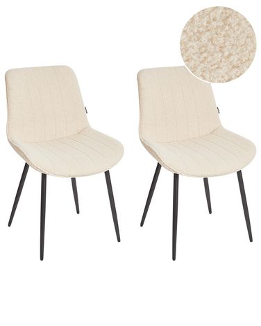 Lot de 2 chaises de salle à manger DUBROVNIK Bouclé Beige clair