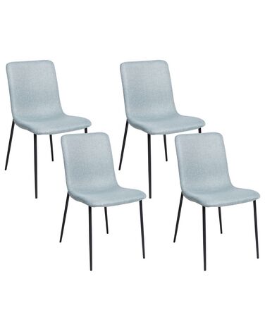 Lot de 4 chaises de salle à manger GLENDIVE Tissu Bleu clair