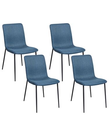 Lot de 4 chaises de salle à manger GLENDIVE Tissu Bleu foncé