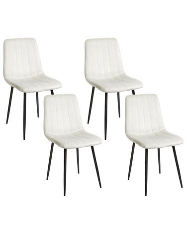 Lot de 4 chaises de salle à manger KALISPELL Velours Blanc cassé