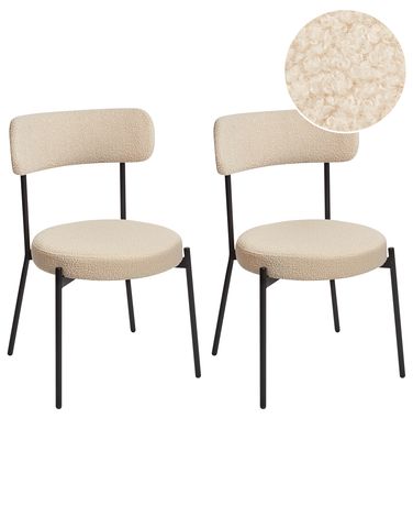 Lot de 2 chaises de salle à manger ALLISON Bouclé Beige clair