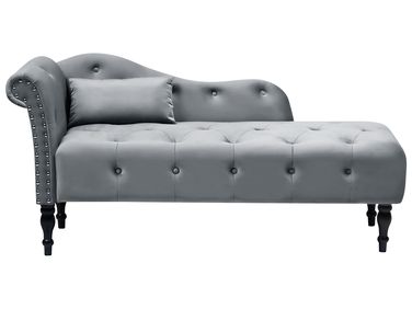 Left-Hand Chaise Longue IVRY Velvet Grey