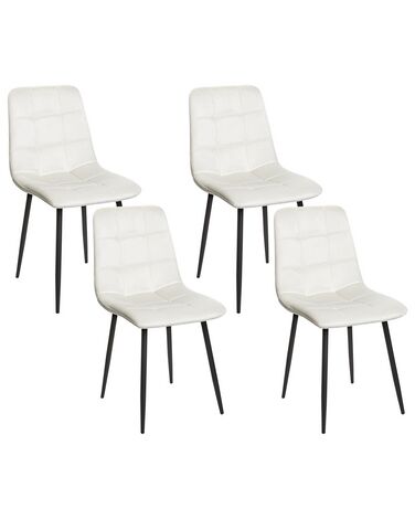 Lot de 4 chaises de salle à manger POWELL Velours Blanc cassé