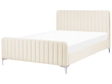 Lit avec sommier Velours LUNAN 140 x 200 cm Beige clair