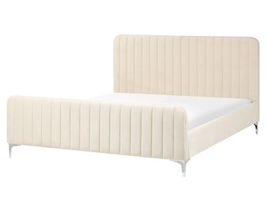Lit avec sommier Velours LUNAN 160 x 200 cm Beige clair