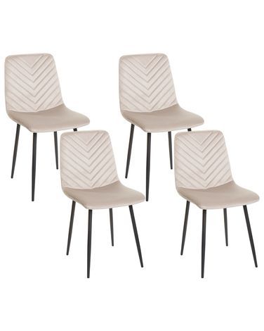 Lot de 4 chaises de salle à manger HAVRE Velours Beige
