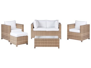 Loungeset met tafel en ottomaan 4-zits MILANO PE rotan Gebroken wit