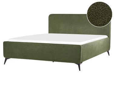 Lit avec sommier Bouclé VALOGNES 160 x 200 cm Vert foncé