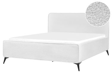 Lit avec sommier Bouclé VALOGNES 160 x 200 cm Blanc cassé