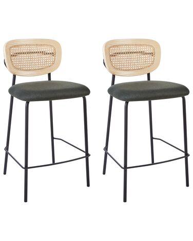 Lot de 2 chaises de bar MAYETTA Rotin Vert foncé