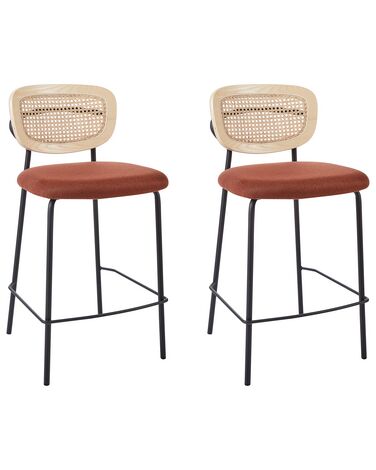Lot de 2 chaises de bar MAYETTA Rotin Orange