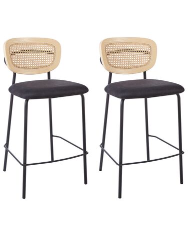 Lot de 2 chaises de bar MAYETTA Rotin Noir