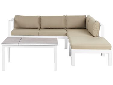 Tuin hoekloungeset met tafel 5-zits MESSINA linkszijdig Metaal Zandbeige