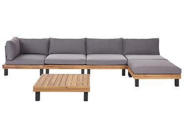 Tuin hoekloungeset met tafel 5-zits FRAZZANO modulair Gecertificeerd acaciahout Grijs