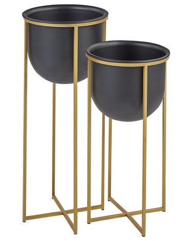 Lot de 2 pots à plantes surélevés THUJA Métal 21 cm Noir