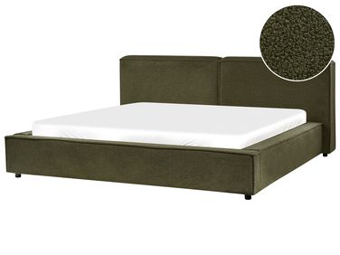 Lit avec sommier Bouclé LINARDS 180 x 200 cm Vert foncé