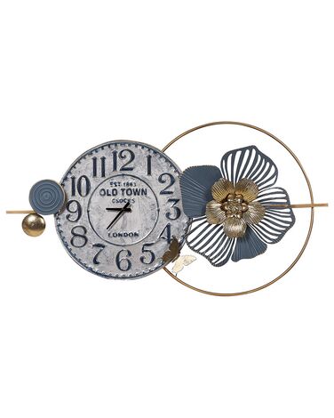 Horloge murale BERKERIUM 90 cm Métal Bleu