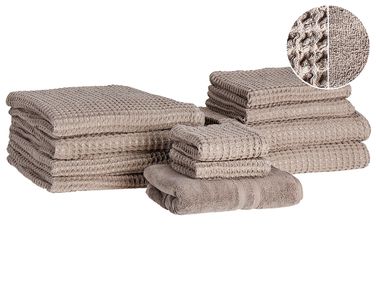 Lot de 11 serviettes AREORA Coton Taupe