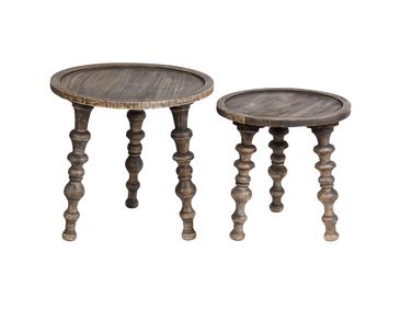 Lot de 2 tables d'appoint MARNOO Bois de manguier Marron foncé