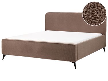 Lit avec sommier Bouclé VALOGNES 180 x 200 cm Marron