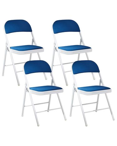 Lot de 4 chaises pliantes SPARKS Métal Bleu/blanc