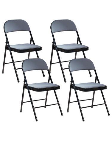 Set van 4 klapstoelen SPARKS Metaal Donkergrijs/zwart