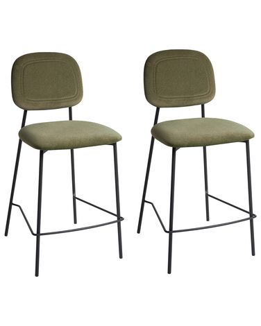 Lot de 2 chaises de bar DUETTE Velours Vert olive